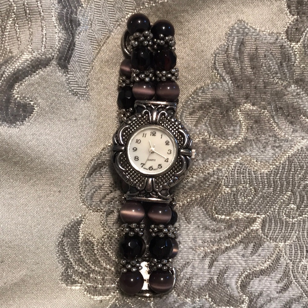 Purple Moon Bead Stretchy Quartz Watch
